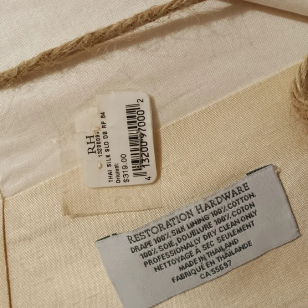 NEW Restoration Hardware Thai Silk Lined Double Drape 84 x 100